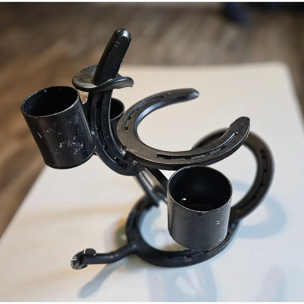 Rustic Horseshoe Metal Candle Holder‎ Texas Star Western Farmhouse Decor Black
